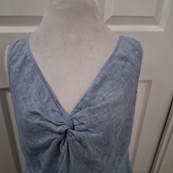 NWOT Saint Tropez West 100% Linen Chambray Twisted Front Dress    Size 10 - Picture 2 of 13